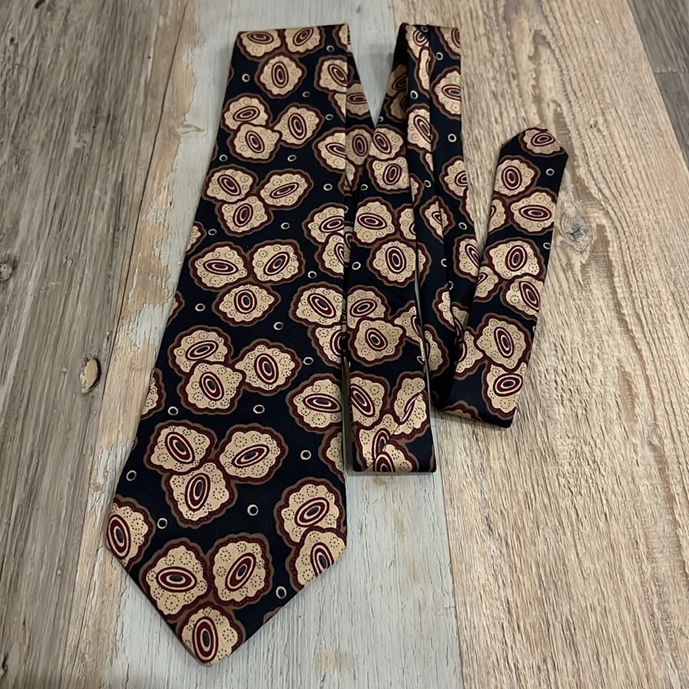 GIVENCHY Monsieur Vintage Men’s Neck Tie 100% Silk GRAPHIC Black Tan Tie